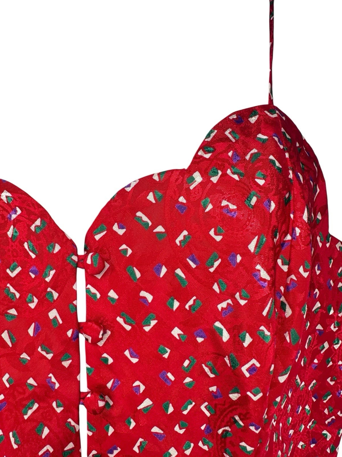 UNDERCOVER Abito rosso piccolo vintage Victoria's Secret etichetta oro nighty smerlato svasato anni 90 P