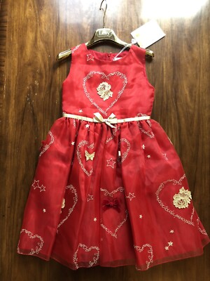 LESY Mädchen Kleid rot Herz Größe 7 Jahre