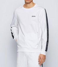 HUGO BOSS White Cotton mens Heritage Sweatshirt MEDIUM