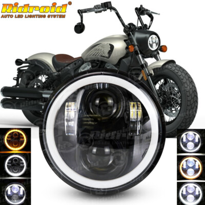 For Indian Scout Bobber Motorcycle 5-3/4'' 5.75 inch LED Headlight Hi/Lo Beam DRL