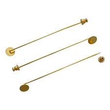 10 pcs Gold Stickpins Cabochon Pad Stick Pins 2.75" with Clutch Bead Findings