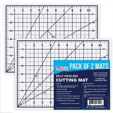 9" x 12" WHITE/BLUE Self Healing 6-Ply Double Sided Cutting Mat - 2 Pack