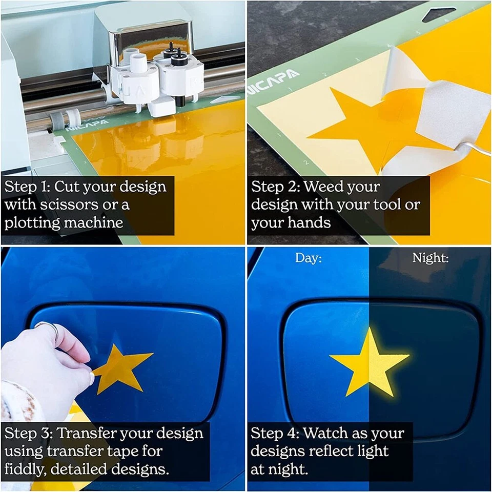 Reflective Adhesive Vinyl Film Sheet DIY Skateboards Craft Projects For Cut - Image 3 of 4