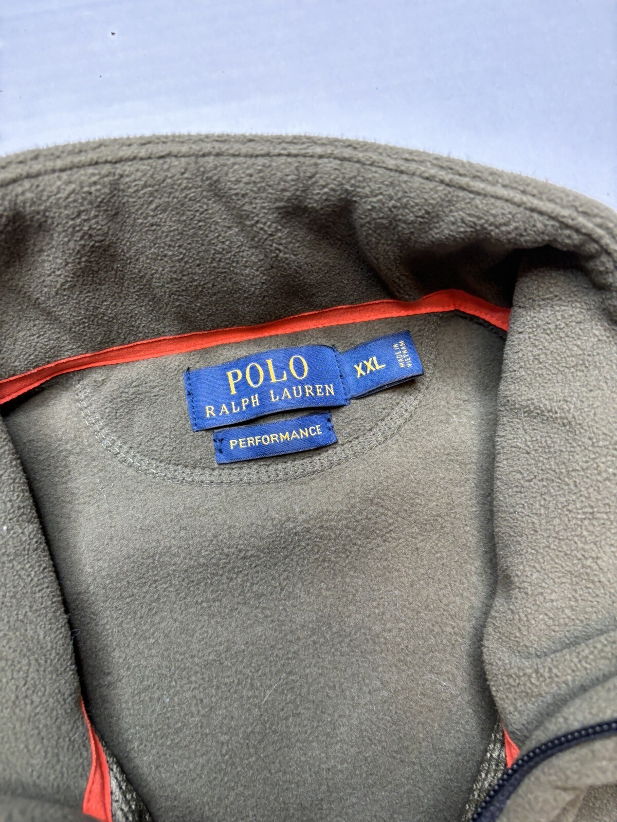 Polo Ralph Lauren Performance Giacca Piena Zip 2XL Verde Arancione Pony Rara