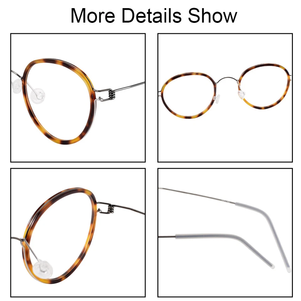 Men's Round glasses Tortoise round frame blue titanium alloy legs womens eyewear - Image 2 of 4