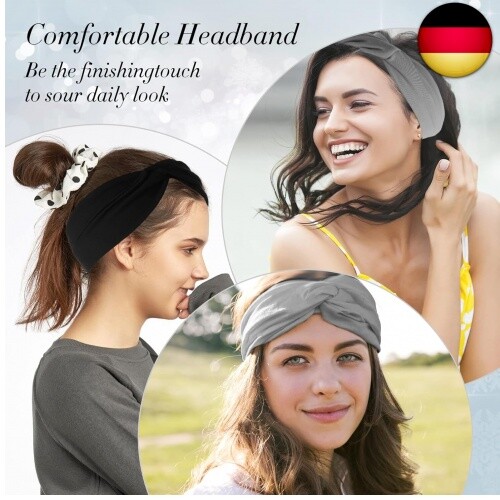 6 Stück Breite Baumwoll-Stirnbänder Für Frauen – Rutschfest, Schweißabsorbierend Für Sport, Yoga & Alltag