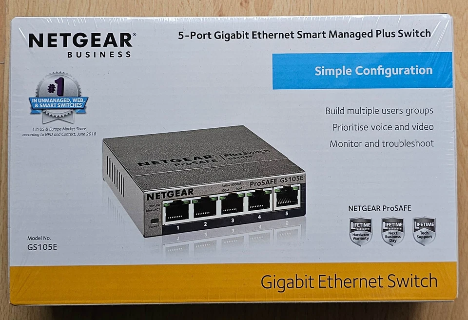 Netgear GS105E Gigabit Smart Managed Plus Switch - NAGELNEU!
