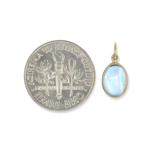 Blautopas ovaler Cabochon Charm handgefertigt in 14k Gelbgold 1,80 ctw - Bild 2 von 5