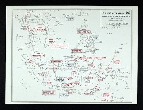 WWII Map 128 Japan War in Netherlands East Indies Battle Java Sea Mar ...
