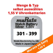 Murata ex Sony Uhrenbatterien 301 - 399 1,55V - Silberoxid Knopfzellen Sortiment