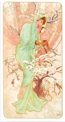 Alphonse Mucha - Winter 50x95 Jugendstil Kunstdruck Poster Plakat Bild
