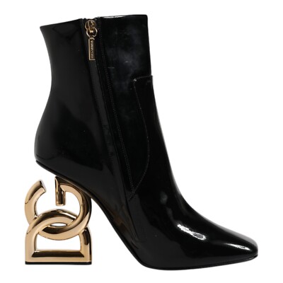 Dolce & Gabbana Zapatos Negros Jackie Cuero Media Caña Botas EU35.5/US5 1880usd
