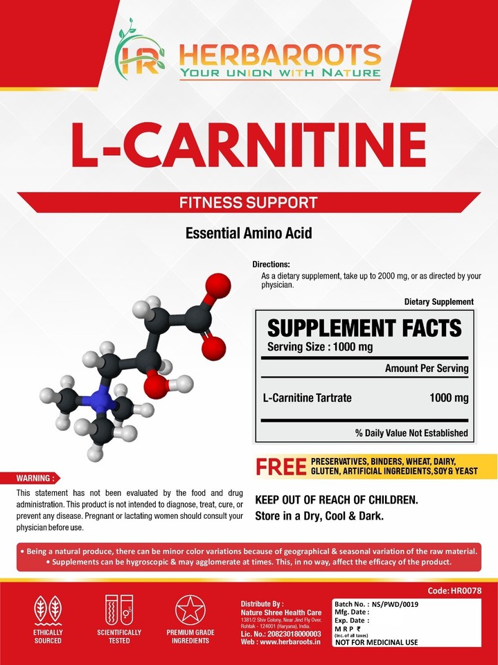 LCarnitine LTartrate Powder Fat Burner Diet Weight Loss Support
