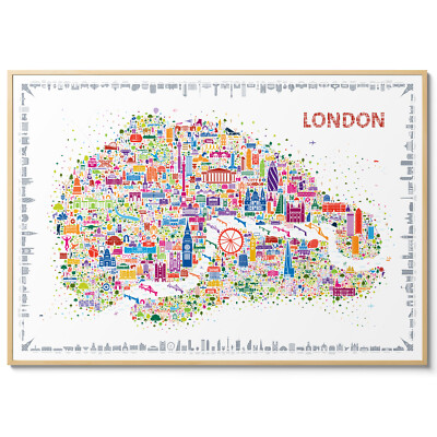 Iconic London Poster Map Artwork For Home Walls -Wall Art Print of Trendy Design