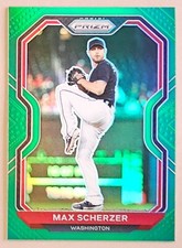 2021 Panini Prizm #32 Max Scherzer Green Prizm Refractor Baseball Card 