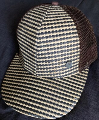 Peter Grimm Black and Tan Woven Hat PETER GRIMM Hat Natural Straw Fedora One Size Black Tan  main image 2