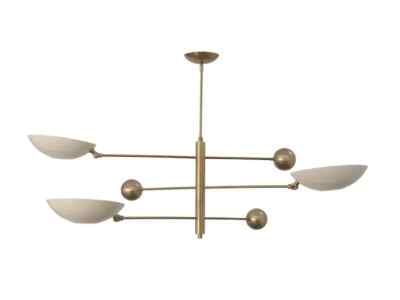 Mid Century Handmade Raw Brass 3 Tier White Sputnik Chandelier Italian Modern