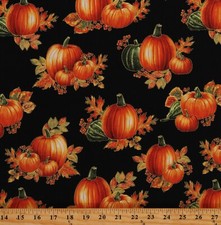 Cotton Pumpkins Food Thanksgiving Fall Autumn Fabric Print by the Yard D514.46