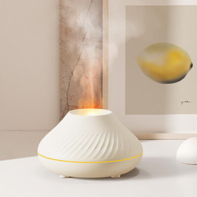 Cute Volcano Fire Flame Diffuser Humidifier Aromatherapy Essential Oil USB White