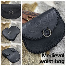 Retro Medieval Waist Belt Bag Satchel PU Leather Cosplay Pouch Embossed Bag