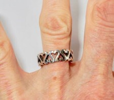 Heart Band 925 Sterling Silver Cut Out Ring Size 7.25