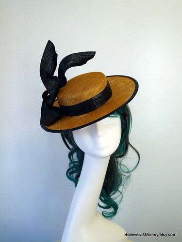 Sinamay Boater Hat Wedding Guest Race 