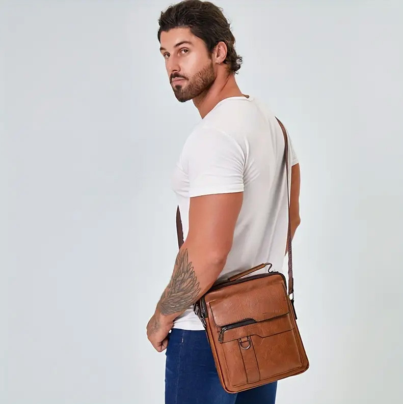 Unisex Leather Shoulder Bag Crossbody Business Briefcase Handbag Casual Satchel
