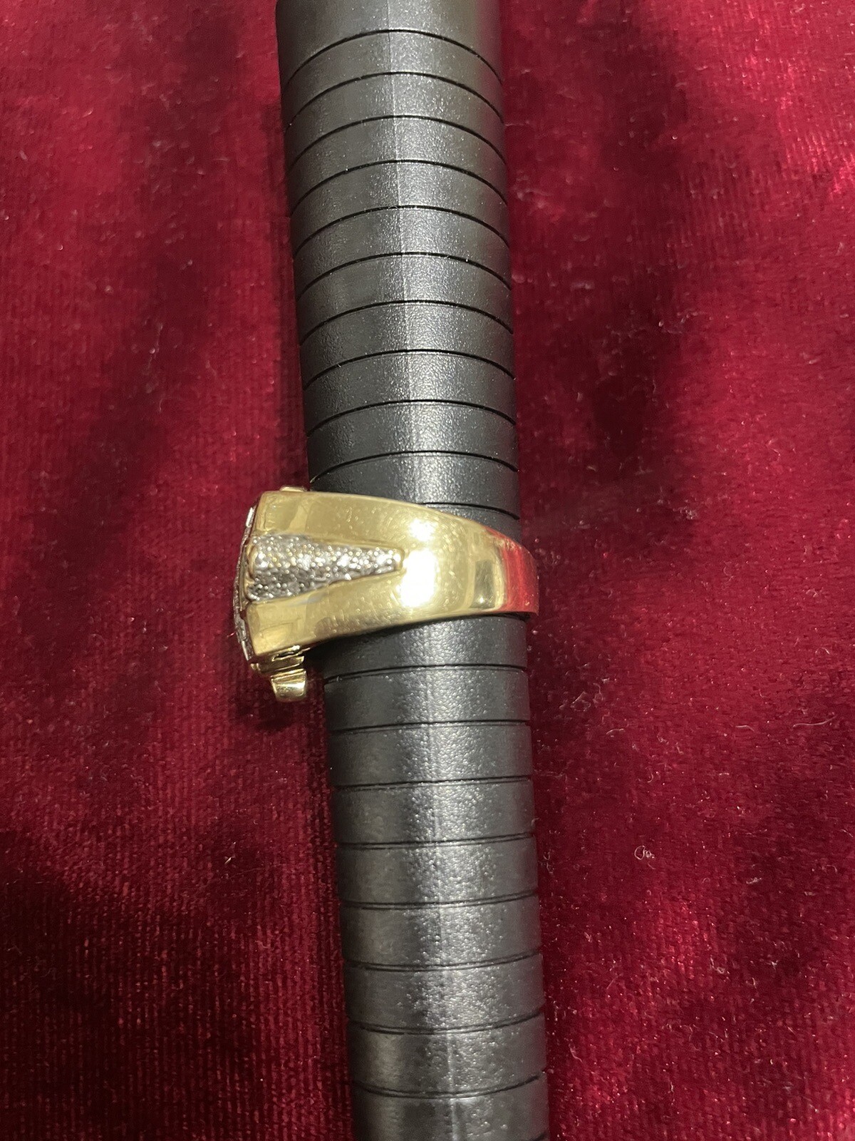 Men 14K solid gold real diamond ring Size 11 - image 22