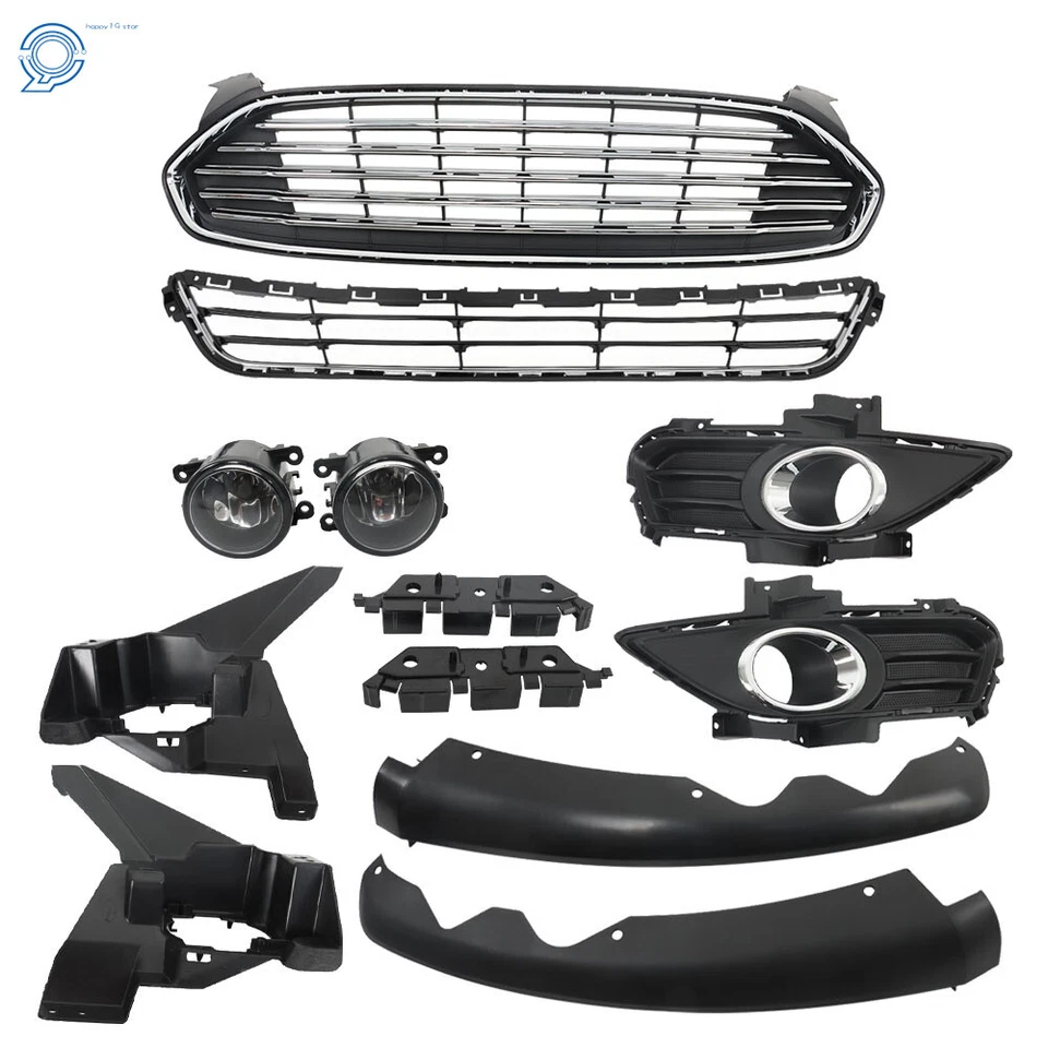 For 2013-2016 Ford Fusion Front Bumper Grill w/ Fog Light Covers - Изображение 2 из 4