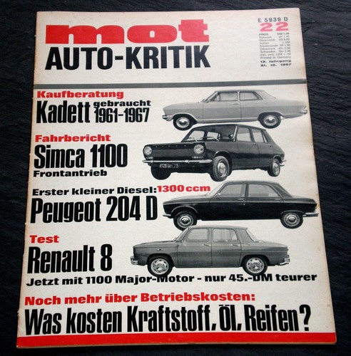 MOT 22/67 Test Renault 8, Simca 1100,Opel Kadett A+B,Hinterachse,Zündeinstellung