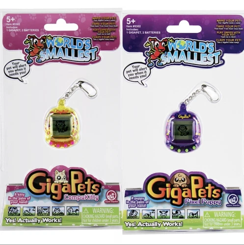 2x Giga Pets COMPUKITTY & PIXEL PUPPY Worlds Smallest Virtual Toy Tamagotchi New