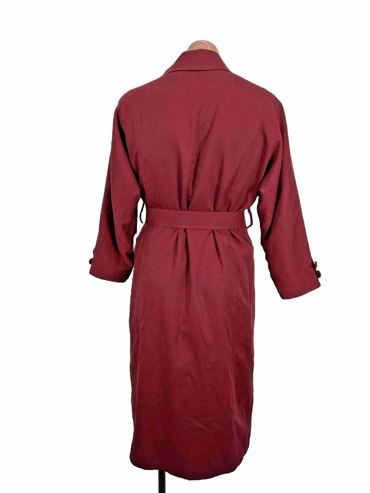 Винтажные женские London туман Тренч вино ржавчины красный с ремнем размер 10 тяжелый - Изображение 2 из 4