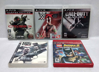 PS3 - 5 Game Lot - COD: BO II, LEGO Batman 2, WWE 2K15, Crysis 3 & Kane / Lynch