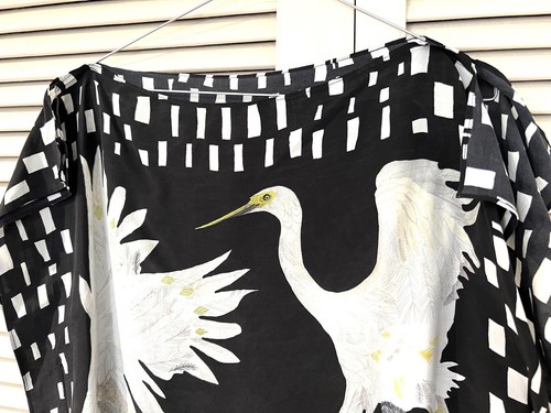Gorgeous GORMAN “Egrets” Scarf Silk Shirt top * One Size Fits All - Picture 2 of 7