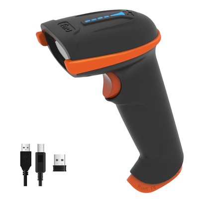 Barcode Scanner Wireless 1D Laser Cordless Barcode Reader with Battery Level ...