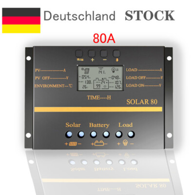 10A - 80A MPPT Solar Panel Laderegler Solarregler 12V/24V Auto Switch W9