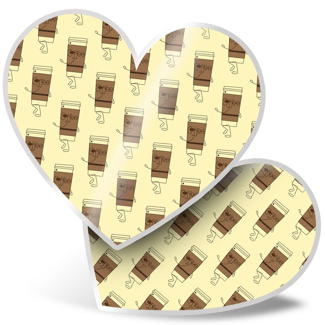 2 x Heart Stickers 15 cm - Coffee Cup Cartoons Cafe Restaurant #44636