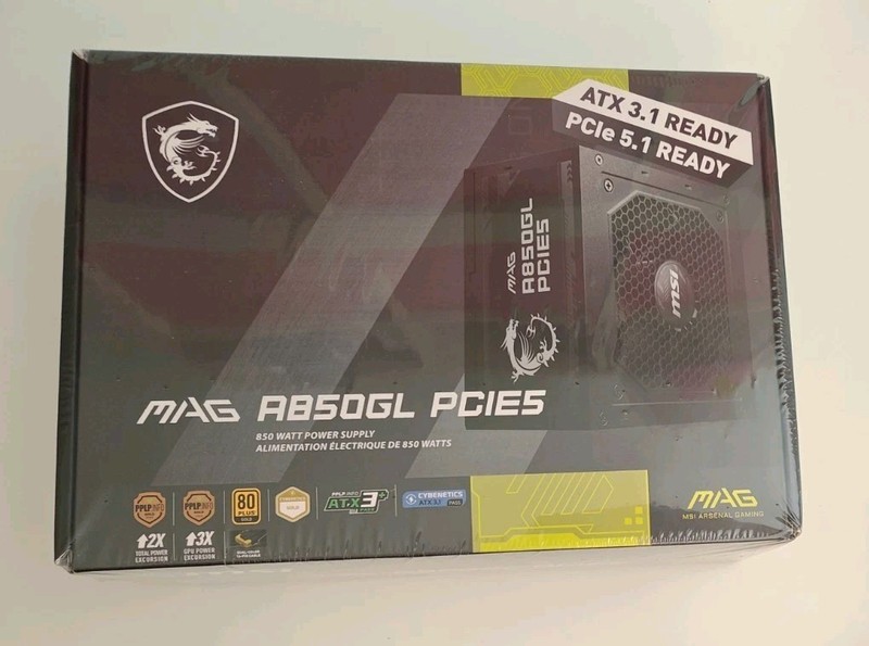 MSI MAG A850GL PCIE5, Fully Modular Gaming 850W Power Supply - Sealed