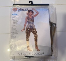 California Costumes 70s Glitz N Glamour Adult Small Gold Disco Jumpsuit