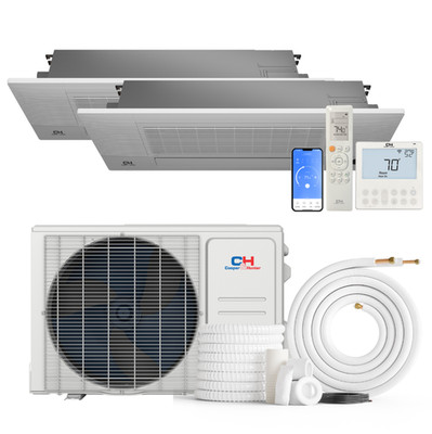 18000 BTU Dual 2 Zone One Way Cassette Mini Split Heat Pump AC 230V 9000 + 9000