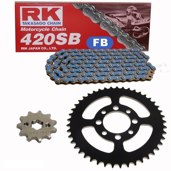 Kettensatz Suzuki TS 50 80-83 Kette RK FB 420 SB 114 Offen Blau 11/50-image