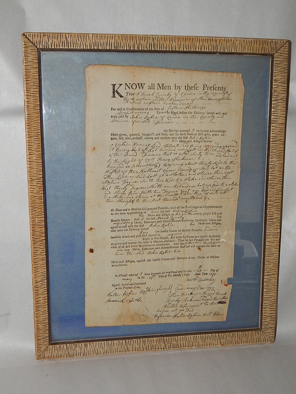 1775 Candia NH New Hampshire Colonial Revolutionary War patriot Robie Towle deed