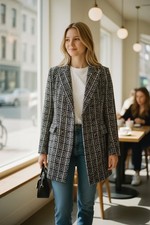 Zara Womens tweed double breasted coat XL