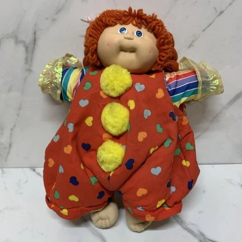 Cabbage Patch Kids Girl Doll w/ Red Hair Blue Eyes in Clown Outfit Vintage 1982
