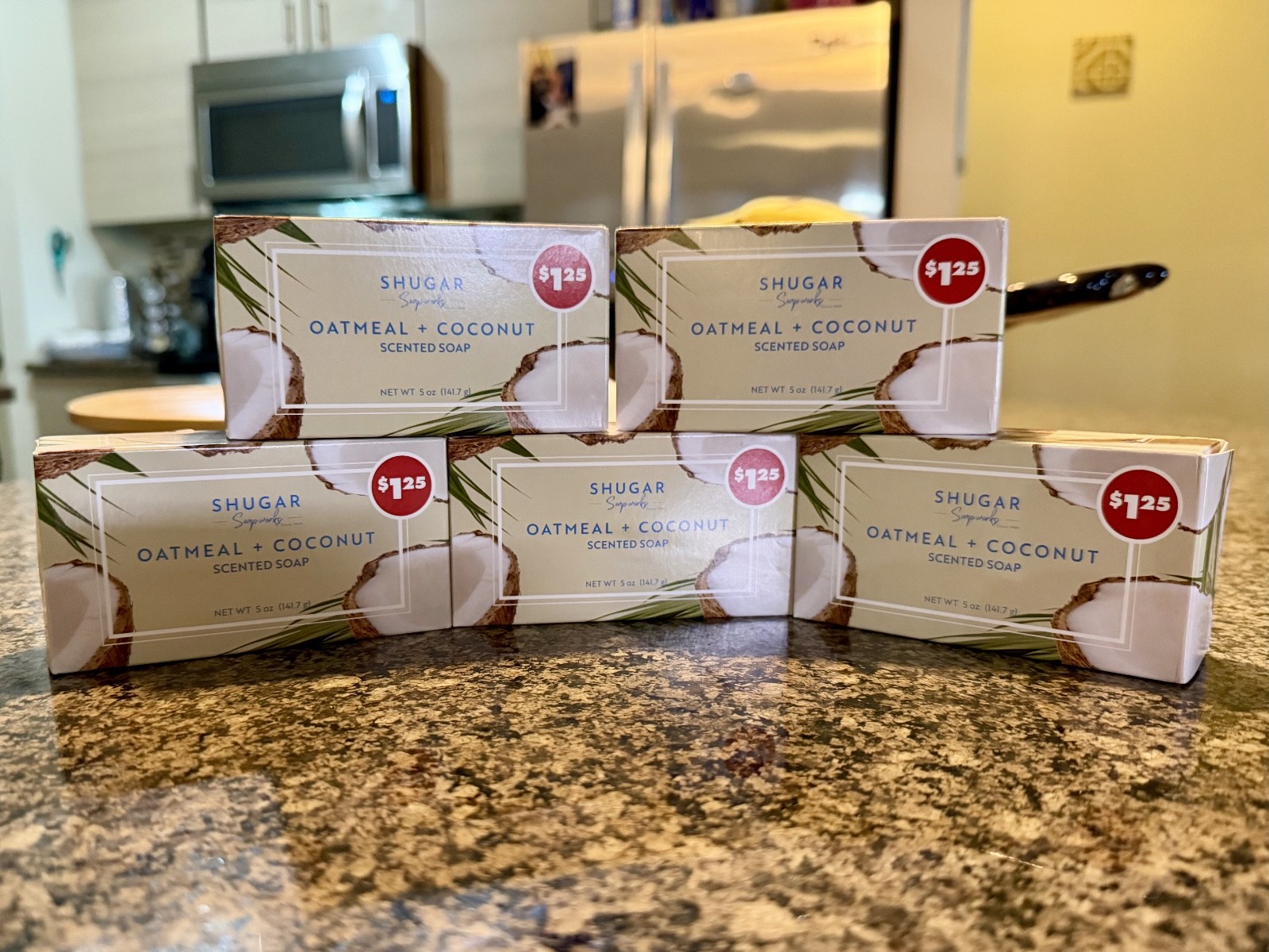 5 Pk Shugar Soapworks Oatmeal Coconut Vegan Scented Bar Soap, 5 oz, US Made