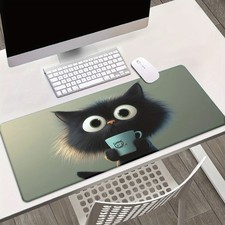 40 90cmblack cat pattern printed table mat, multifunctional XXL mouse pad, mouse