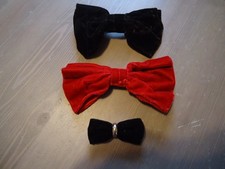 Lot of 3 Vintage Velvet Bow Hair Clip Barrettes - 2 3" - 1 2"