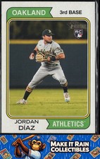 Jordan Díaz 2023 Topps Heritage #153 Oakland Athletics Rookie RC