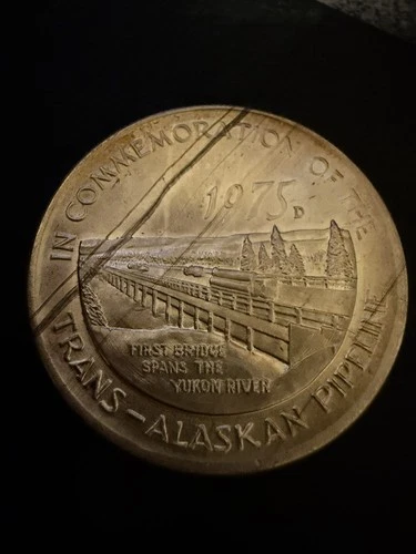 ERROR 1975 ALASKA Mint Trans-Alaskan Pipeline Coin 1oz fine Silver Uncirculated