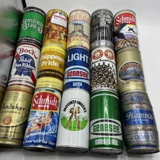 Lot of 15 Vintage Pull Tab Steel Beer Cans Variety of Brands empty
